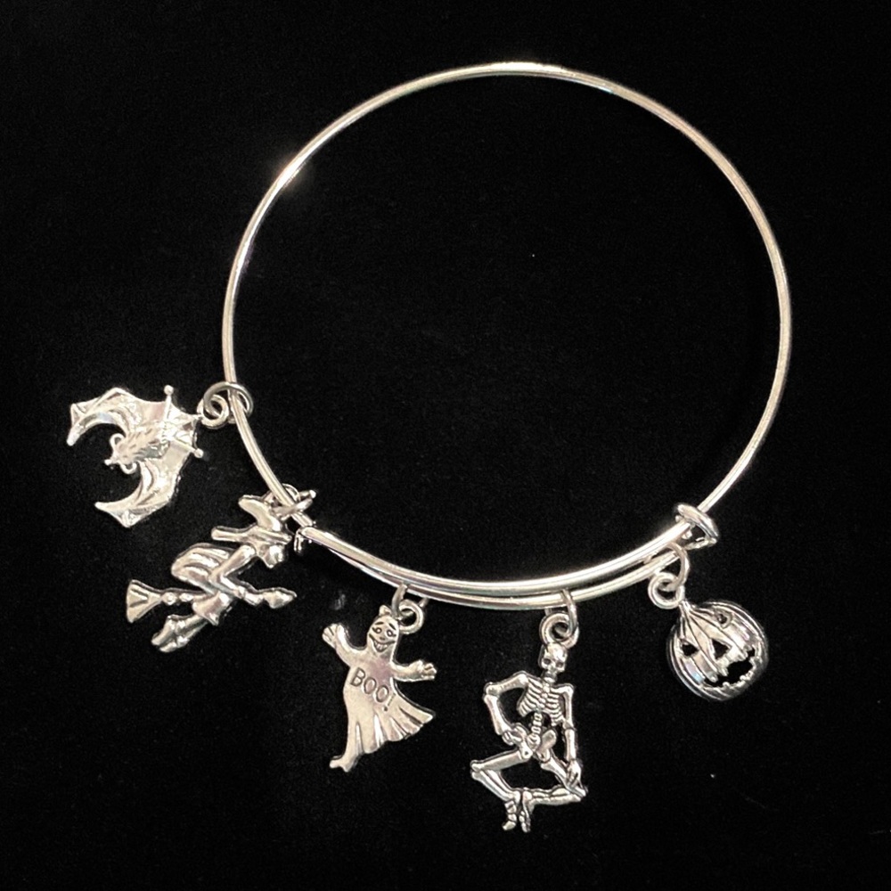 Halloween Bracelet Bat Witch Pumpkin Ghost Skeleton Charms